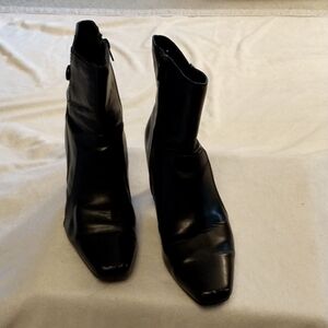 Women's Heeled Black Ankle Boots, Size 7.5